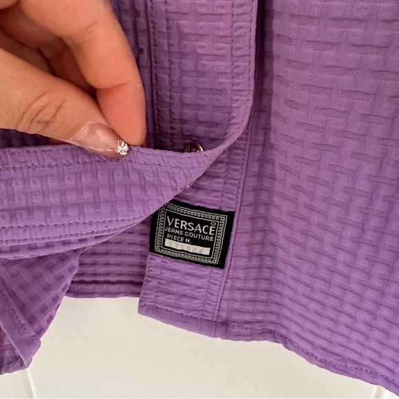 Vintage Versace Jeans Couture Purple Button-Up Fitted Shirt (Small) - Picture 7 of 7